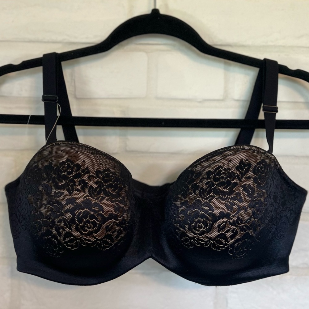 NWT Soma Stunning Support Strapless Convertible Underwire Bra 38 D Black #0055